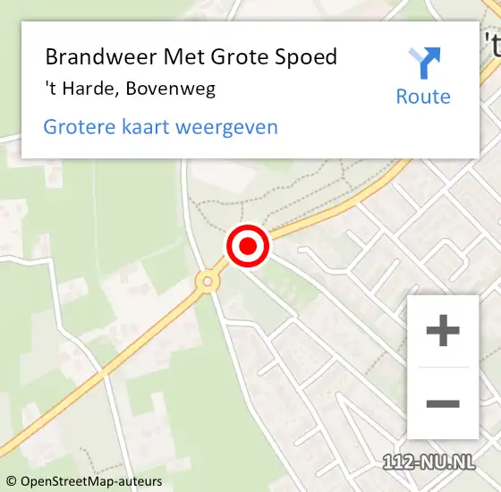 Locatie op kaart van de 112 melding: Brandweer Met Grote Spoed Naar 't Harde, Bovenweg op 28 februari 2018 09:20