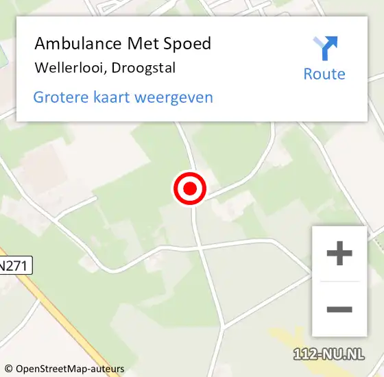 Locatie op kaart van de 112 melding: Ambulance Met Spoed Naar Wellerlooi, Droogstal op 28 februari 2018 09:34