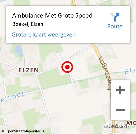 Locatie op kaart van de 112 melding: Ambulance Met Grote Spoed Naar Boekel, Elzen op 28 februari 2018 14:05