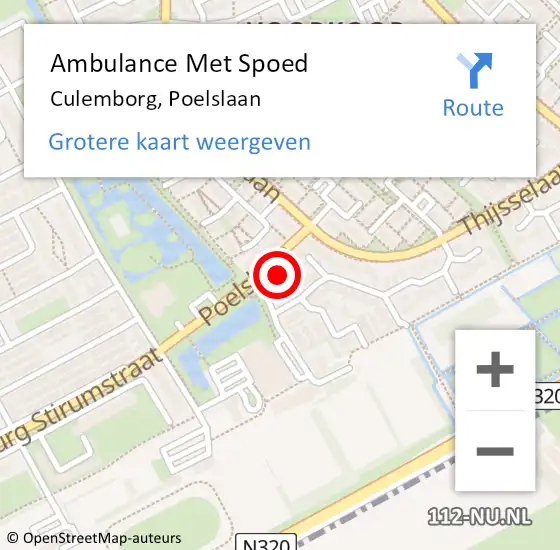 Locatie op kaart van de 112 melding: Ambulance Met Spoed Naar Culemborg, Poelslaan op 28 februari 2018 18:51