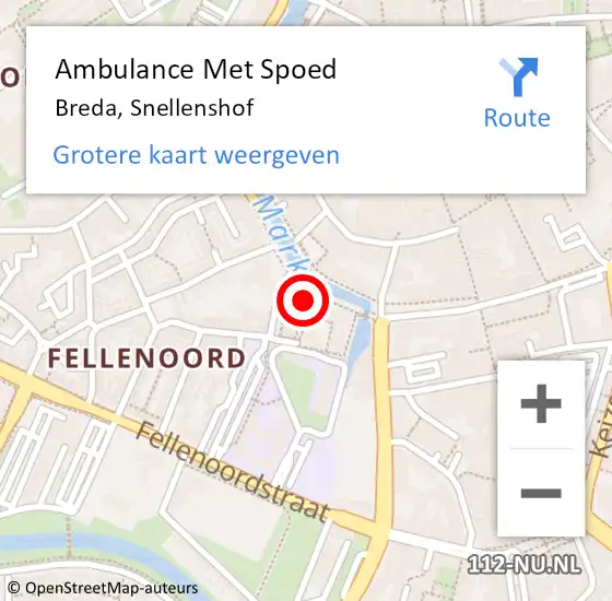 Locatie op kaart van de 112 melding: Ambulance Met Spoed Naar Breda, Snellenshof op 28 februari 2018 19:03