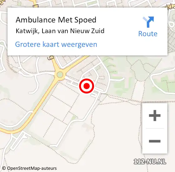 Locatie op kaart van de 112 melding: Ambulance Met Spoed Naar Katwijk, Laan van Nieuw Zuid op 28 februari 2018 19:35
