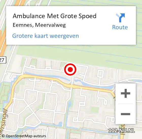 Locatie op kaart van de 112 melding: Ambulance Met Grote Spoed Naar Eemnes, Meervalweg op 28 februari 2018 20:11