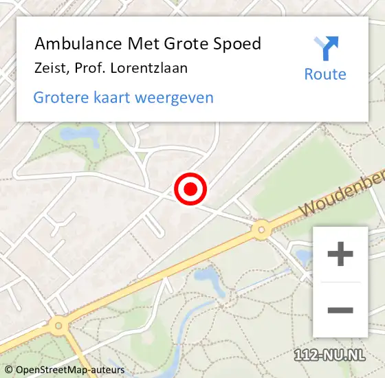 Locatie op kaart van de 112 melding: Ambulance Met Grote Spoed Naar Zeist, Prof. Lorentzlaan op 1 maart 2018 01:01