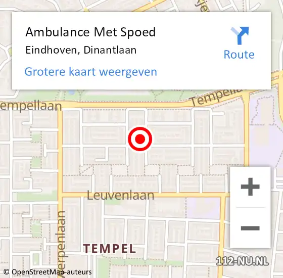 Locatie op kaart van de 112 melding: Ambulance Met Spoed Naar Eindhoven, Dinantlaan op 1 maart 2018 01:38
