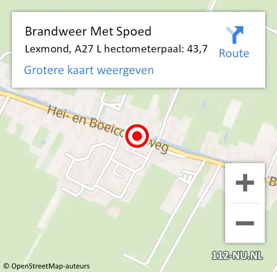 Locatie op kaart van de 112 melding: Brandweer Met Spoed Naar Lexmond, A27 L hectometerpaal: 43,7 op 1 maart 2018 02:33