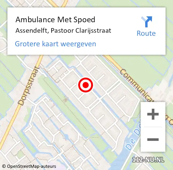 Locatie op kaart van de 112 melding: Ambulance Met Spoed Naar Assendelft, Pastoor Clarijsstraat op 1 maart 2018 07:36
