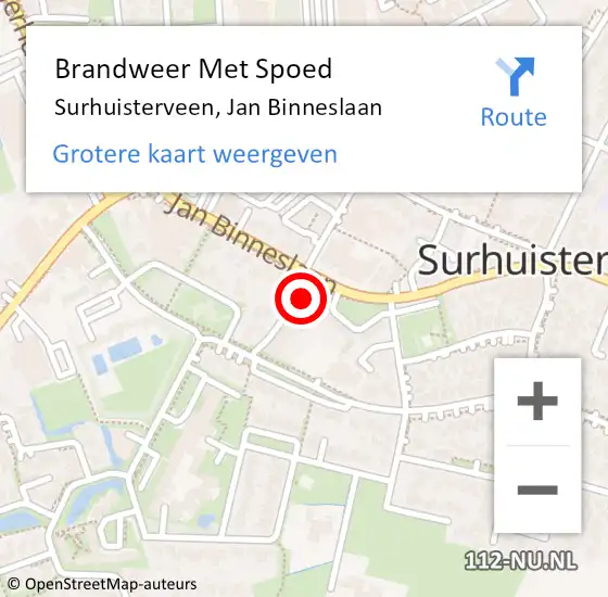 Locatie op kaart van de 112 melding: Brandweer Met Spoed Naar Surhuisterveen, Jan Binneslaan op 1 maart 2018 08:12