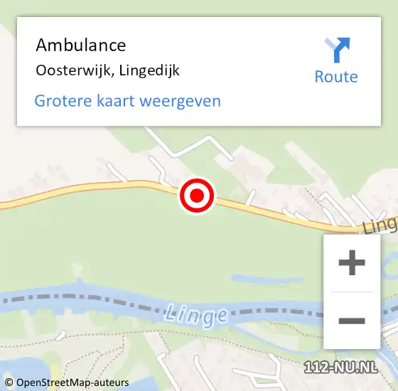 Locatie op kaart van de 112 melding: Ambulance Oosterwijk, Lingedijk op 1 maart 2018 10:56