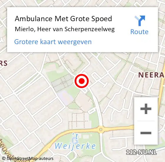 Locatie op kaart van de 112 melding: Ambulance Met Grote Spoed Naar Mierlo, Heer van Scherpenzeelweg op 1 maart 2018 12:28