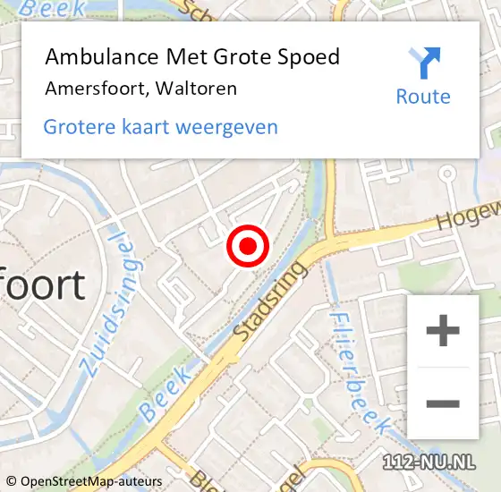 Locatie op kaart van de 112 melding: Ambulance Met Grote Spoed Naar Amersfoort, Waltoren op 1 maart 2018 17:42