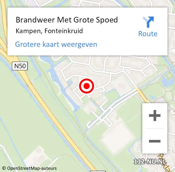 Locatie op kaart van de 112 melding: Brandweer Met Grote Spoed Naar Kampen, Fonteinkruid op 1 maart 2018 20:15