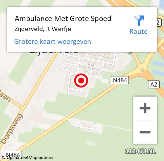 Locatie op kaart van de 112 melding: Ambulance Met Grote Spoed Naar Zijderveld, 't Werfje op 1 maart 2018 22:24