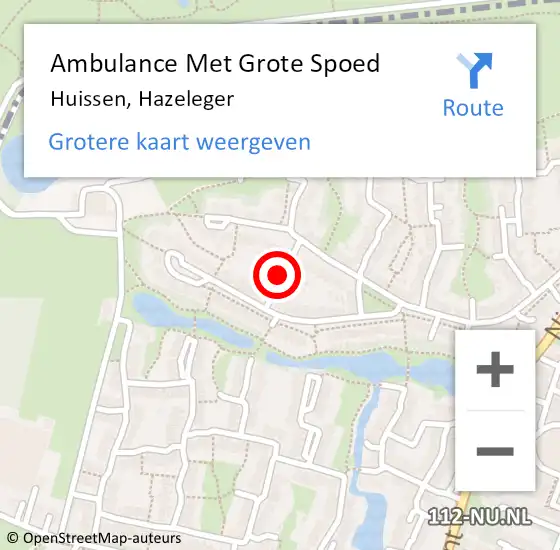 Locatie op kaart van de 112 melding: Ambulance Met Grote Spoed Naar Huissen, Hazeleger op 1 maart 2018 22:26