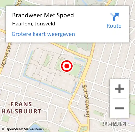 Locatie op kaart van de 112 melding: Brandweer Met Spoed Naar Haarlem, Jorisveld op 1 maart 2018 23:21