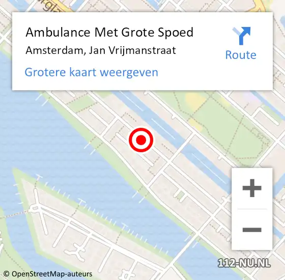 Locatie op kaart van de 112 melding: Ambulance Met Grote Spoed Naar Amsterdam, Jan Vrijmanstraat op 2 maart 2018 02:02
