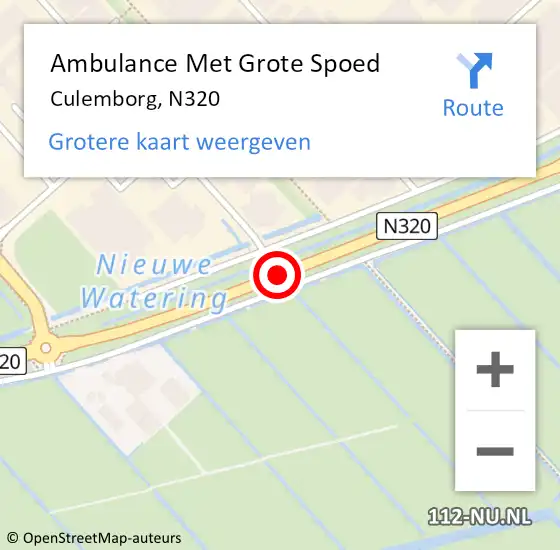 Locatie op kaart van de 112 melding: Ambulance Met Grote Spoed Naar Culemborg, N320 op 2 maart 2018 07:39