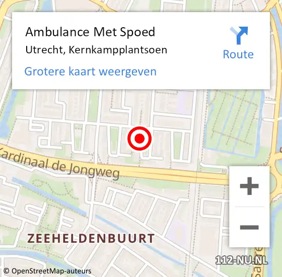 Locatie op kaart van de 112 melding: Ambulance Met Spoed Naar Utrecht, Kernkampplantsoen op 2 maart 2018 08:37