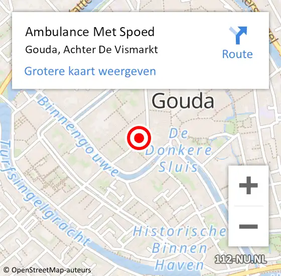 Locatie op kaart van de 112 melding: Ambulance Met Spoed Naar Gouda, Achter De Vismarkt op 2 maart 2018 13:04