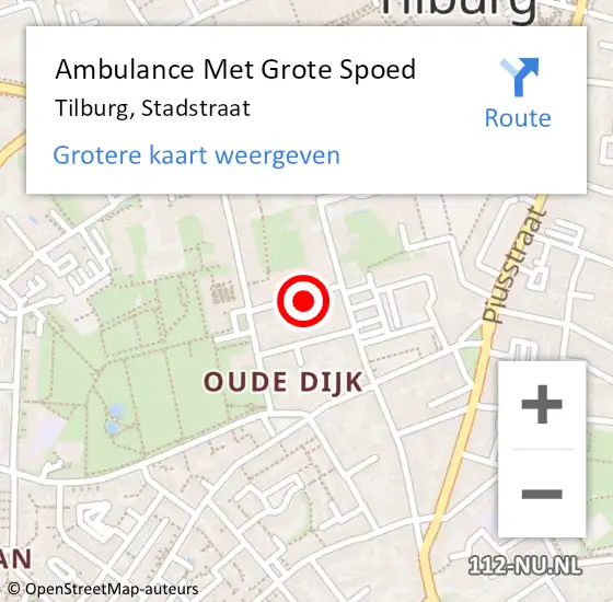 Locatie op kaart van de 112 melding: Ambulance Met Grote Spoed Naar Tilburg, Stadstraat op 2 maart 2018 20:18