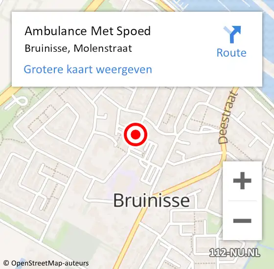 Locatie op kaart van de 112 melding: Ambulance Met Spoed Naar Bruinisse, Molenstraat op 2 maart 2018 22:17