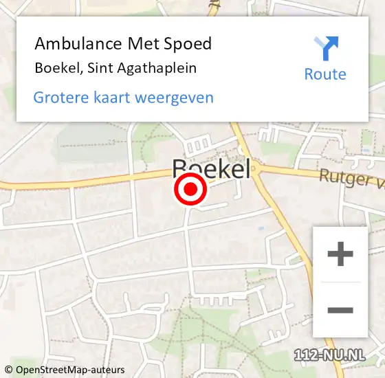 Locatie op kaart van de 112 melding: Ambulance Met Spoed Naar Boekel, Sint Agathaplein op 3 maart 2018 00:08
