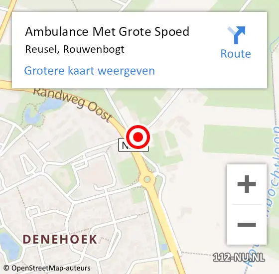 Locatie op kaart van de 112 melding: Ambulance Met Grote Spoed Naar Reusel, Rouwenbogt op 3 maart 2018 03:06