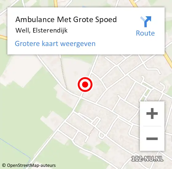 Locatie op kaart van de 112 melding: Ambulance Met Grote Spoed Naar Well, Elsterendijk op 3 maart 2018 10:47