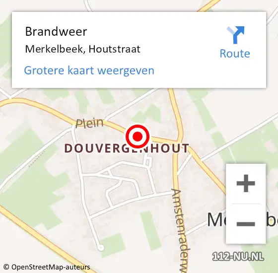 Locatie op kaart van de 112 melding: Brandweer Merkelbeek, Houtstraat op 17 februari 2014 23:15