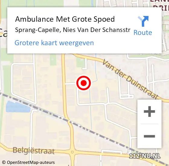 Locatie op kaart van de 112 melding: Ambulance Met Grote Spoed Naar Sprang-Capelle, Nies Van Der Schansstr op 3 maart 2018 18:44