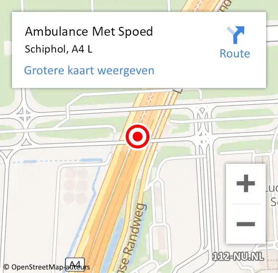 Locatie op kaart van de 112 melding: Ambulance Met Spoed Naar Schiphol, A4 L op 3 maart 2018 19:10