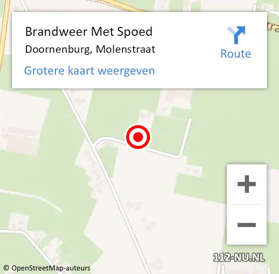 Locatie op kaart van de 112 melding: Brandweer Met Spoed Naar Doornenburg, Molenstraat op 4 maart 2018 02:20