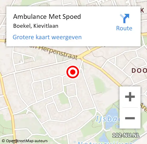 Locatie op kaart van de 112 melding: Ambulance Met Spoed Naar Boekel, Kievitlaan op 4 maart 2018 02:45