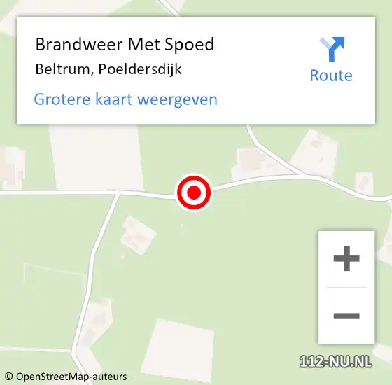 Locatie op kaart van de 112 melding: Brandweer Met Spoed Naar Beltrum, Poeldersdijk op 4 maart 2018 03:09