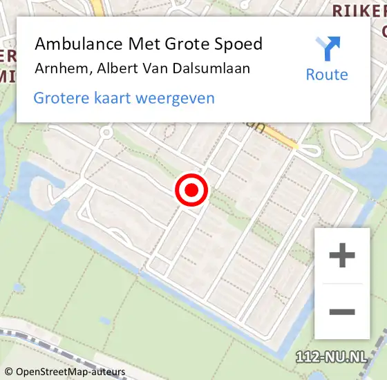 Locatie op kaart van de 112 melding: Ambulance Met Grote Spoed Naar Arnhem, Albert van Dalsumlaan op 4 maart 2018 04:36