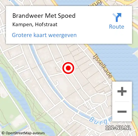 Locatie op kaart van de 112 melding: Brandweer Met Spoed Naar Kampen, Hofstraat op 4 maart 2018 04:48