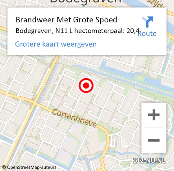 Locatie op kaart van de 112 melding: Brandweer Met Grote Spoed Naar Bodegraven, N11 L hectometerpaal: 20,4 op 4 maart 2018 10:59