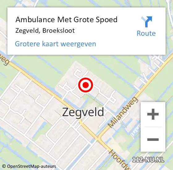 Locatie op kaart van de 112 melding: Ambulance Met Grote Spoed Naar Zegveld, Broeksloot op 4 maart 2018 15:36