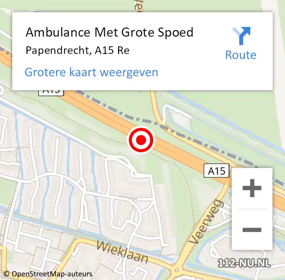 Locatie op kaart van de 112 melding: Ambulance Met Grote Spoed Naar Papendrecht, A15 R hectometerpaal: 79,8 op 4 maart 2018 17:57