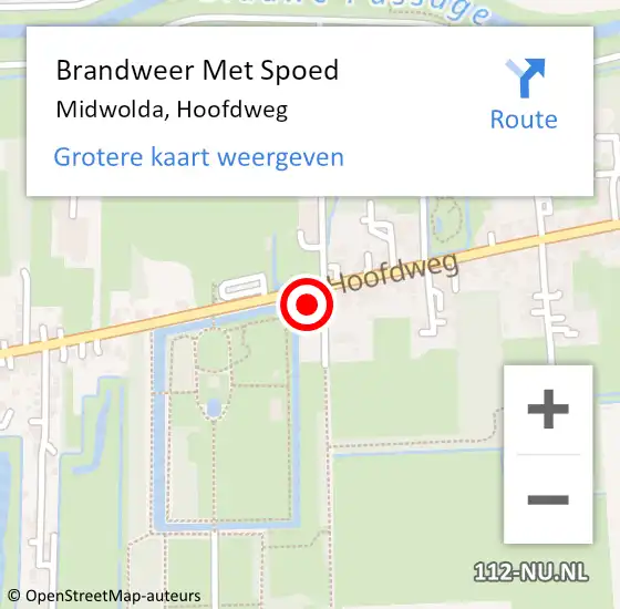 Locatie op kaart van de 112 melding: Brandweer Met Spoed Naar Midwolda, Hoofdweg op 4 maart 2018 20:41