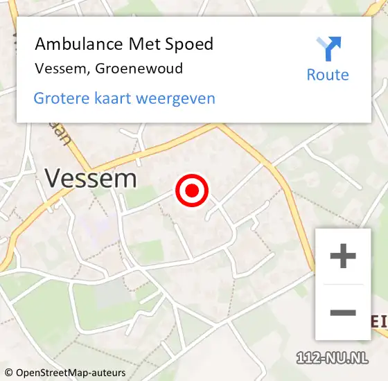 Locatie op kaart van de 112 melding: Ambulance Met Spoed Naar Vessem, Groenewoud op 4 maart 2018 20:54