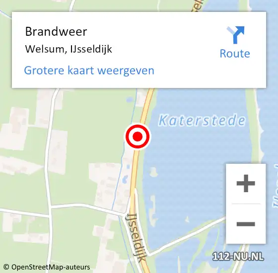 Locatie op kaart van de 112 melding: Brandweer Welsum, IJsseldijk op 4 maart 2018 20:57