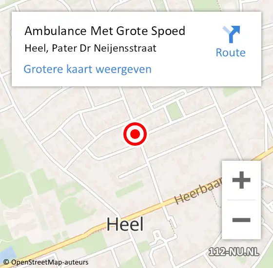 Locatie op kaart van de 112 melding: Ambulance Met Grote Spoed Naar Heel, Pater Dr Neijensstraat op 4 maart 2018 22:04