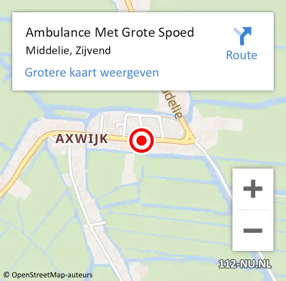 Locatie op kaart van de 112 melding: Ambulance Met Grote Spoed Naar Middelie, Zijvend op 4 maart 2018 23:04