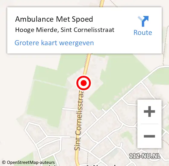 Locatie op kaart van de 112 melding: Ambulance Met Spoed Naar Hooge Mierde, Sint Cornelisstraat op 4 maart 2018 23:21