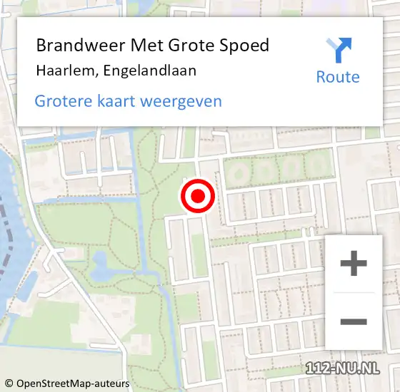 Locatie op kaart van de 112 melding: Brandweer Met Grote Spoed Naar Haarlem, Engelandlaan op 5 maart 2018 00:50