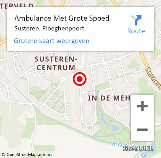 Locatie op kaart van de 112 melding: Ambulance Met Grote Spoed Naar Susteren, Ploeghenpoort op 5 maart 2018 06:17
