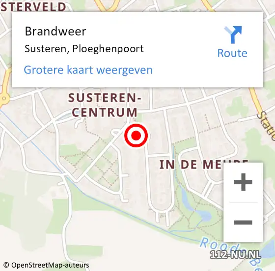 Locatie op kaart van de 112 melding: Brandweer Susteren, Ploeghenpoort op 5 maart 2018 06:18