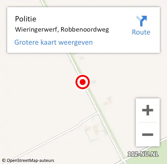 Locatie op kaart van de 112 melding: Politie Wieringerwerf, Robbenoordweg op 5 maart 2018 08:02