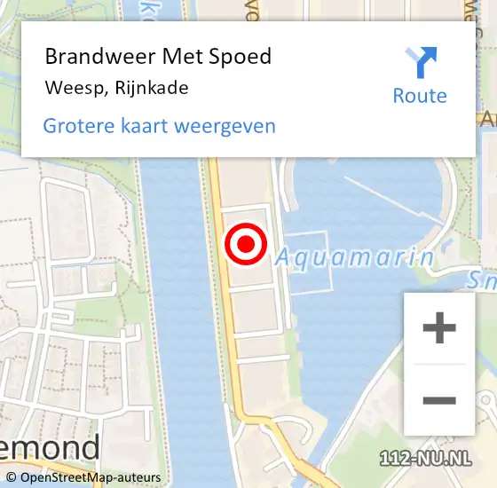 Locatie op kaart van de 112 melding: Brandweer Met Spoed Naar Weesp, Rijnkade op 5 maart 2018 09:48